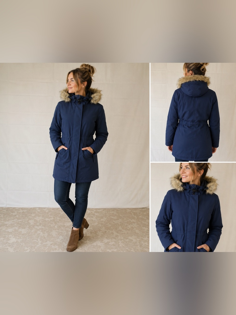 Helly Hansen Shasta HELLY TECH Navy Insulated Winter Parka Jacket L EUC